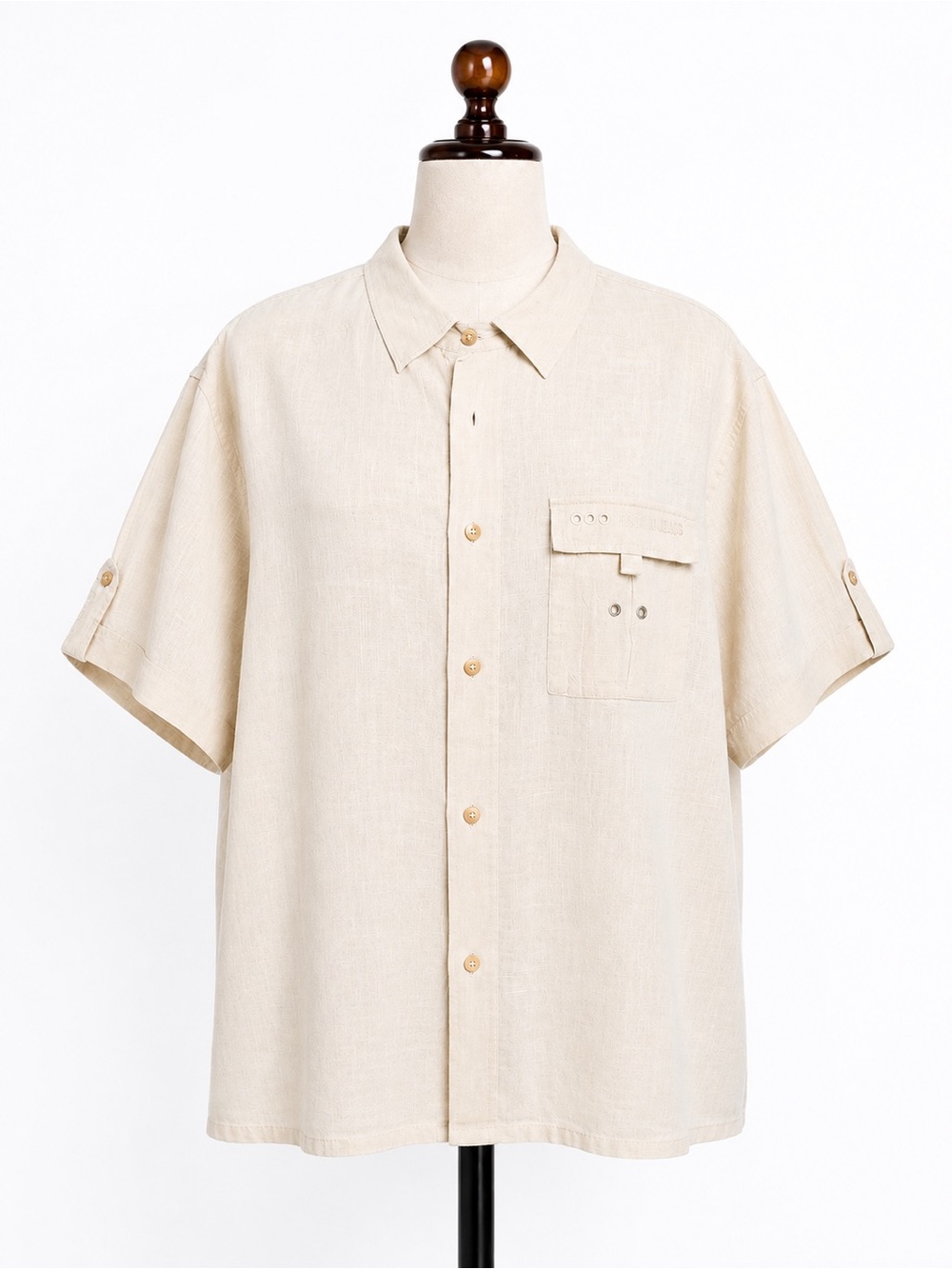 Moschino Beige Short-Sleeve Button-Down Shirt